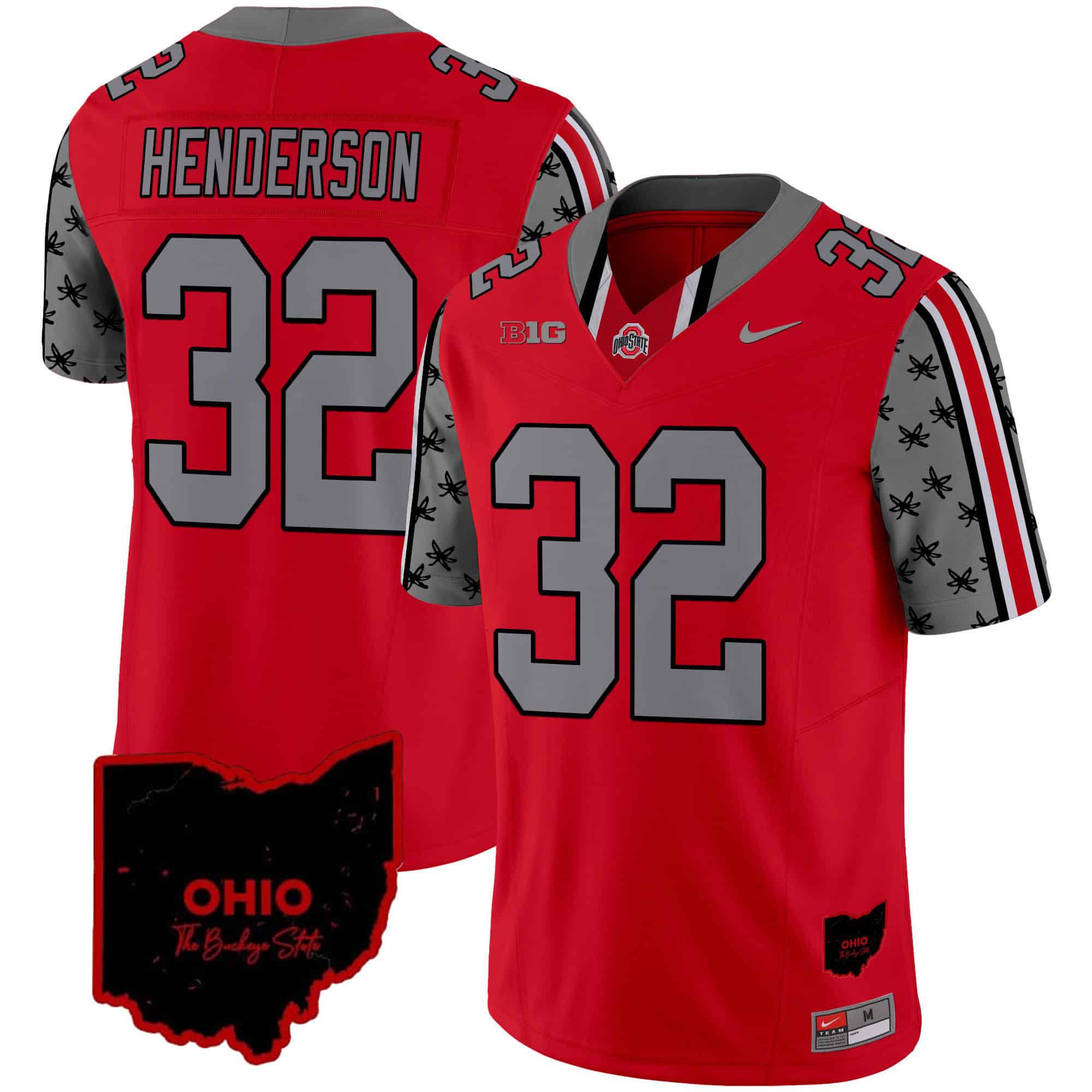 Men Ohio State Buckeyes #32 Henderson Red 2024 Nike Home Patch Vapor Limited NCAA Jersey